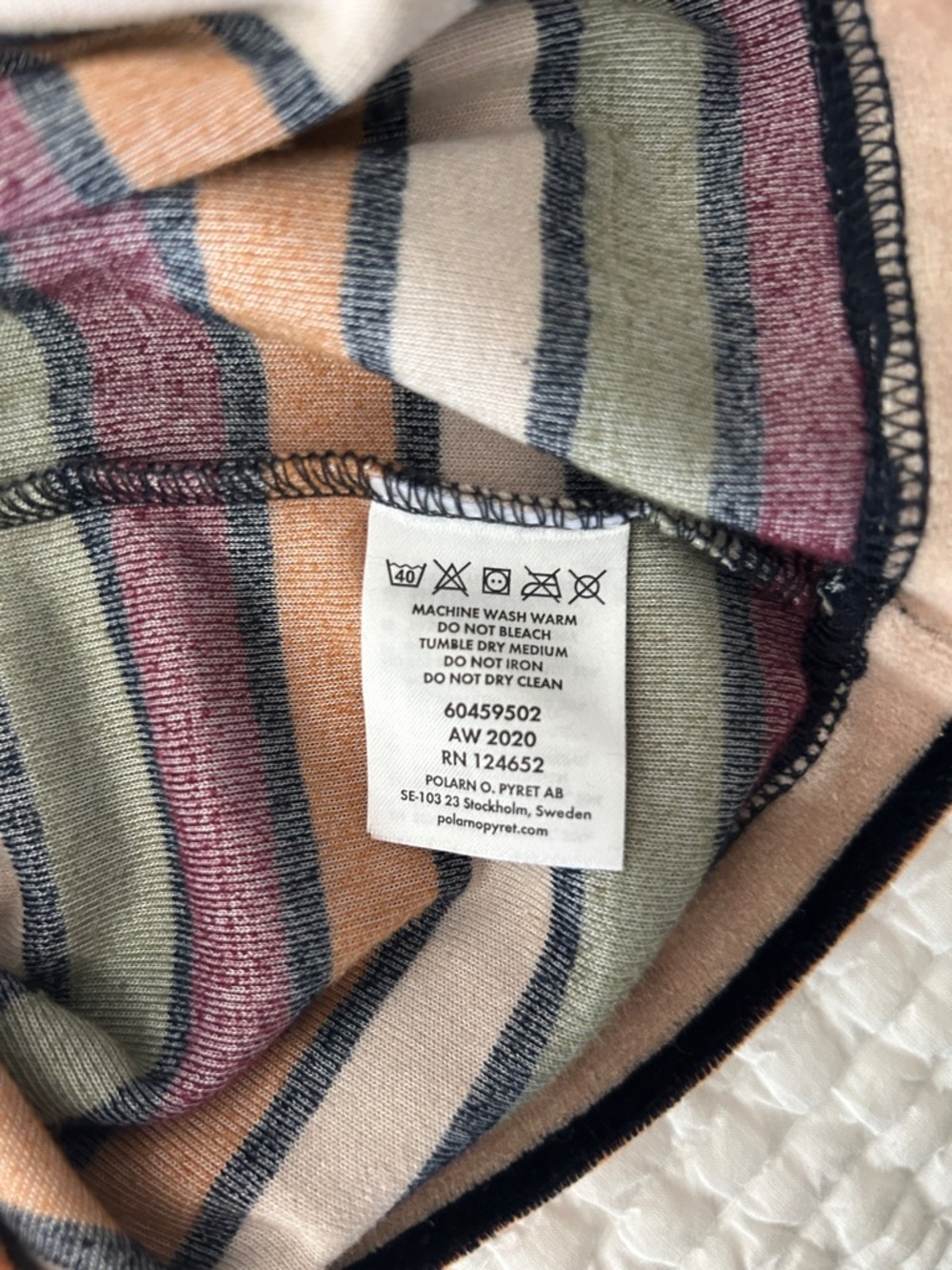 Polarn O. Pyret Multicolor Striped Long-Sleeve Top - Navy Trim - Picture 5 of 5